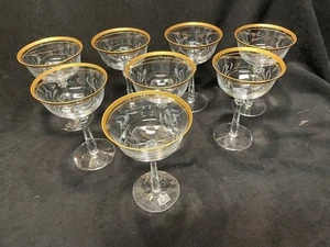 MIKASA Empire Gold Trim Champagne/Tall sherbet glasses 6 1/2". set of 8 - Picture 1 of 6