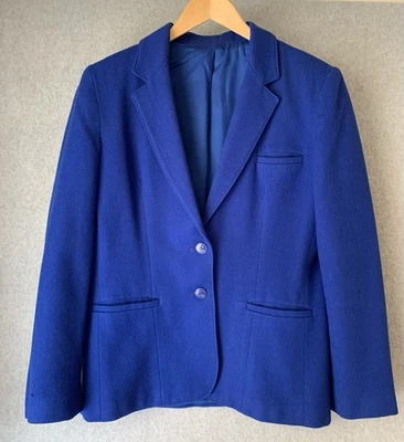 VTG Cross Country Fashions Womens Bright Blue Blazer Sz M/L 100% Wool Career - Image 1 of 4