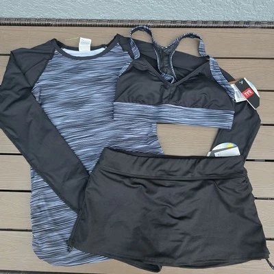 TYR Durafast Mujer Arvada Rashguard con Isla Top y Niño Skort Set Talla L Nuevo Sin Etiqueta Foto 1 de 4