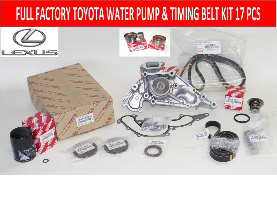 NEW GENUINE LEXUS LX470 98 - 04 FULL 4.7 V8 WATER PUMP TIMING BELT KIT 17 PCS - Image 1 of 1