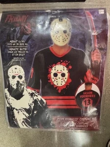 Friday The 13th Jason Voorhees Hockey Shirt and Mask Costume Kit Adult L/XL - Picture 1 of 2