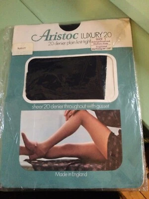 Original vintage 1960” Aristoc” Luxury 20 Denier Tights,Navy Blue.size 1. Sheer. - Image 1 of 4
