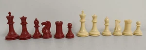 Staunton Chess Pieces Design Red and Cream 34 Pieces No Board Pieces Only - Bild 1 von 2