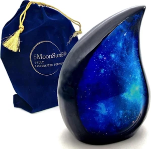 Galaxy Teardrop Uneral Cremation Urn with Velvet Bag, Keepsake Urn for Adults, L - Picture 1 of 9
