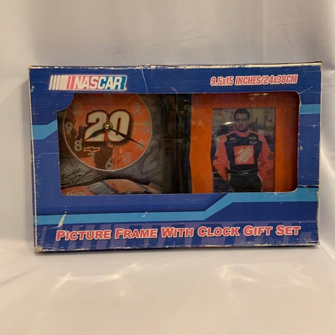 NASCAR #20 Tony Stewart Picture Frame & Clock Gift Set 9.5" x 15" UNTESTED Cover