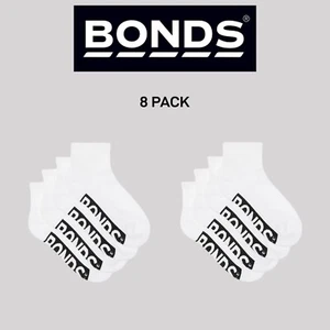 Bonds Kids Logo Cushioned Quarter Crew Sock Thickness & Comfiness 8 Pack RXTW4W - Picture 1 of 3