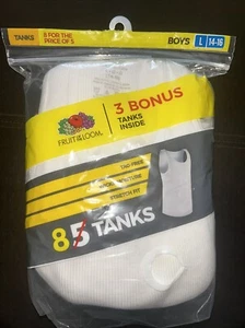 New Fruit of the Loom Boy's Ribbed White Tank Top A Shirts 8 Pack Large 14-16 - Picture 1 of 5