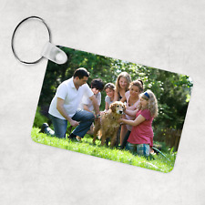 Personalised Photo Keyring Any Picture MDF Rectangle Keychain FATHERS DAY GIFT