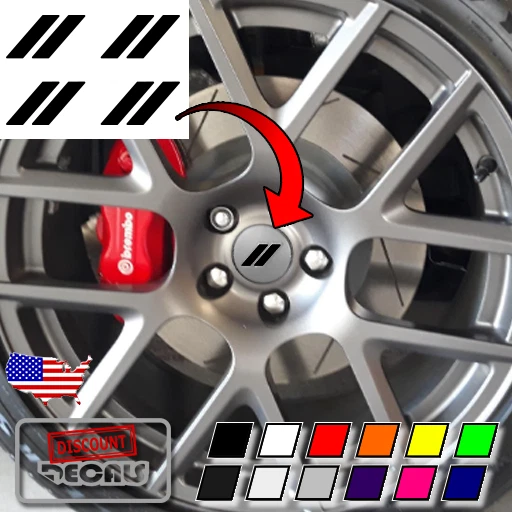 5x CenterCap Overlay Decals for 2017-23 Dodge Charger Challenger Hashmark - Изображение 1 из 1