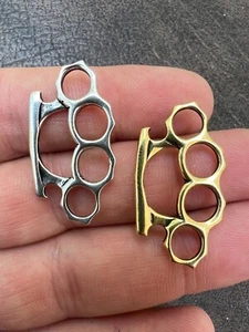 Real 925 Silver / 14k Gold Plated Brass Knuckle Oxidized Pendant Necklace Charm - Picture 1 of 11