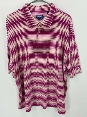 Callaway Polo Shirt Adult Large Pink Stripe Lightweight Golfer Golf Men  - Image 1 of 4