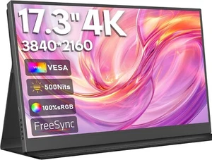 HONGO Portable Monitor 4K Externer Bildschirm 17,3" 3840x2160 IPS Bildschirm 100% sRGB - Bild 1 von 7