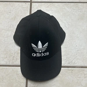 Adidas Cap Mens Original Black White Trefoil Hat Snap Back Flat Brim Adjustable - Picture 1 of 4