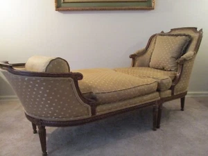 vintage french chaise lounge french sofa louis XVI daybed walnut uship detroit - Picture 1 of 23