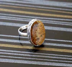 Bonito Imagen Jaspe Piedras 925 Plata de Ley Hecho a Mano Anillo Todo Talla S-40 - Imagen 1 de 5