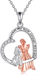 Sterling Silver Always My Mom Forever My Friend Family Necklace Gifts for Women - Picture 1 of 6
