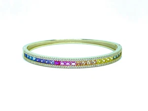 Brazalete de circonio cúbico multicolor plata esterlina 925 ADIRFINE - Imagen 1 de 3