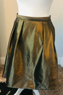 CARMEN MARC VALVO 8 S M Bronce Satinado FALDA FORMAL Sedosa Caja Plisada Fiesta Elegante Foto 1 de 4