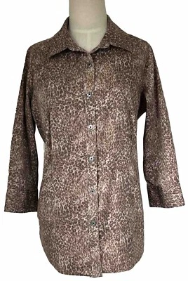 Talbots Women’s 14WP Blouse Button Up 3/4 Sleeve Stretch Cotton - Image 1 of 4