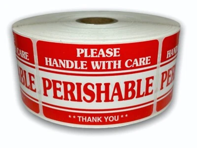 2x3 Perishable Labels Shipping Thank You Fragile Adhesive Stickers 2RLS of 500EA - Image 1 of 3
