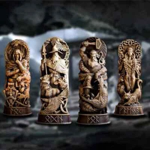 Nordic Gods Odin Statue Decoration Viking God Freya Sol Figurine Pantheon Altar - Picture 1 of 28