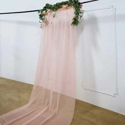 BLUSH 5ft x 14ft Premium Chiffon SHEER CURTAIN Window Drape Panel Party Events - Image 1 of 4