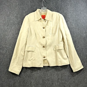 Isaac Mizrahi Jacket Women's 12 Linen Silk Blend Beige Fully Lined Blazer - Picture 1 of 7