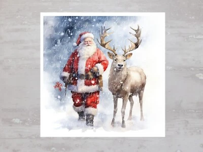 Painel de tecido de Natal inverno Papai Noel com veado artesanato costura colcha bloco A394 - Imagem 1 de 4