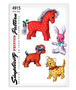 Horse Pony Rabbit Dog Cat Stuffed Animal Toy 4915 Sewing Pattern Simplicity