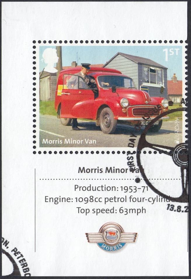 Morris Minor Van 1953 - 1971 illustrated on 2013 used  GB  stamp - Image 1 of 1