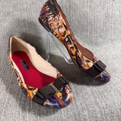 CH Carolina Herrera Ballet Flats Women 40 EU Multicolor Bow Detail Made in Spain - Image 1 of 4