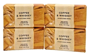 Bath & Body Works LOT of 4 Coffee & Whiskey Shea Butter Cleansing Bar Soaps 5 oz - Picture 1 of 2