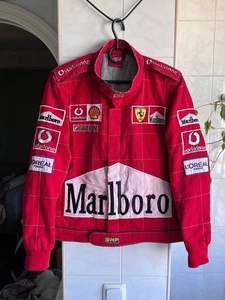 Vintage Ferrari Racing Marlboro Michael Schumacher Jacket Sz S Mens Red Full Zip - Picture 1 of 21