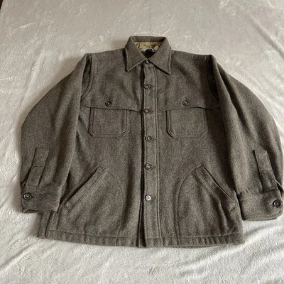Woolrich Vintage Overshirt Jacket Mens Small Brown Green Wool Button Up Pockets - Image 1 of 4