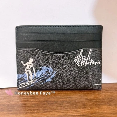 Novo com etiquetas Coach Slim estojo de cartão de identificação em lona exclusiva com estampa floral/criatura - Imagem 1 de 4