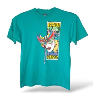 Vintage New Orleans Shirt Teal Graphic French Quarter Size XL Screen Stars Best - Picture 1 of 14