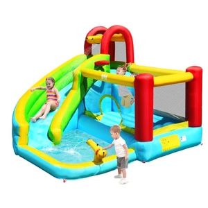 Scivolo gonfiabile per bambini saltatore rimbalzo casa spruzzi acqua piscina senza soffiatore - Foto 1 di 12