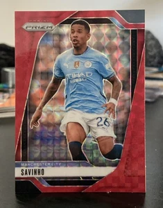 Savinho 2024-25 Prizm Premier League #5 Red Mosaic Prizm Manchester City - Picture 1 of 2