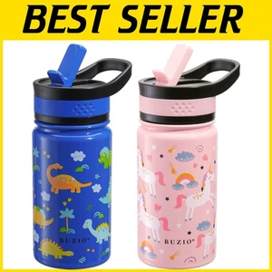 14 Unzen Kinder Thermo Wasserflaschen: Einhorn & Dinosaurier, 2er Pack Auslaufsicheres Design - Bild 1 von 11