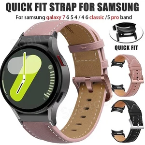 No Gaps Leather Band Strap For Samsung Galaxy Watch 7 6 5 4 Quick fit Bracelet - Picture 1 of 15