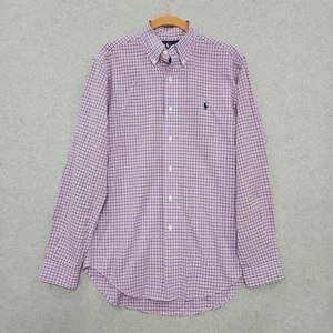 Ralph Lauren Polo Shirt Mens Button Down Sz S Classic Fit Long Sleeve Pink Blue - Picture 1 of 10
