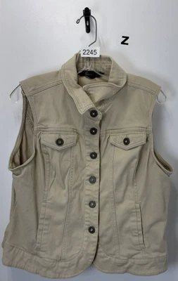 Baccini Tan Denim Jacket Vest Sleeveless Size XL NICE - Image 1 of 3