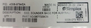 Tyco Simplex 4098-9794EA Sounder Base Fire Alarm P3E6 - Picture 1 of 4