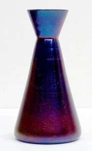 STUNNING! Antique ART NOUVEAU Blue Iridescent CZECH Glass Vase / Loetz - Picture 1 of 5