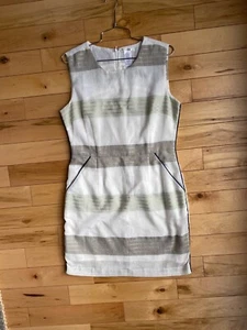 Womens Esley Striped linen Midi Dress with Pockets size M - Picture 1 of 8