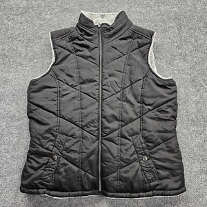 KC Collections Vest Women XL Black Sleeveless Faux Fur Lining Reversable Pockets - Picture 1 of 20