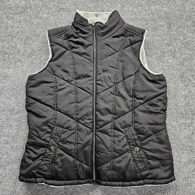 KC Collections Vest Women XL Black Sleeveless Faux Fur Lining Reversable Pockets - Image 1 of 4