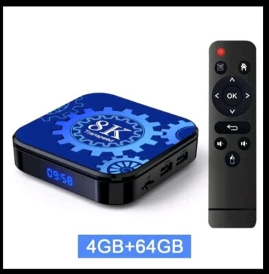  Android 13 TV Box 4GB Ram 64GB Smart Media Player 5G  WIFI Bluetooth UK Plug  - Image 1 of 4