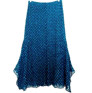 IC by Connie K Midi Skirt Medium Teal Black Polka Dot Pull on Asymmetrical Hem - Picture 1 of 8