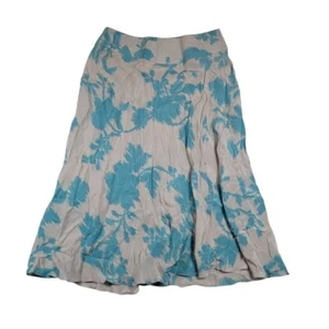 Alberta Ferretti Women's Silk Skirt Sz 4 Gray Blue Tropical Knee Length Side Zip - Picture 1 of 9